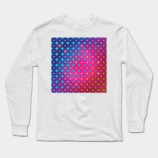 Abstract futuristic circles with white dots inside in blue, pink and red palette Long Sleeve T-Shirt